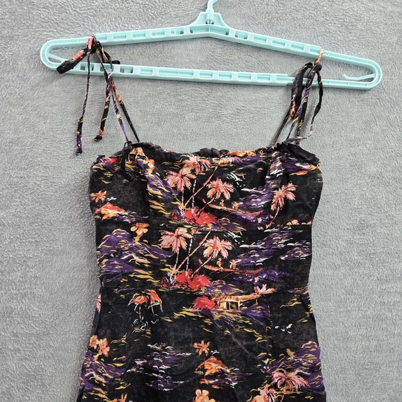 Free‎ People Women Dress 2 Black Linen Blend Beach Party Floral Slip Sleeveless - Picture 6 of 10